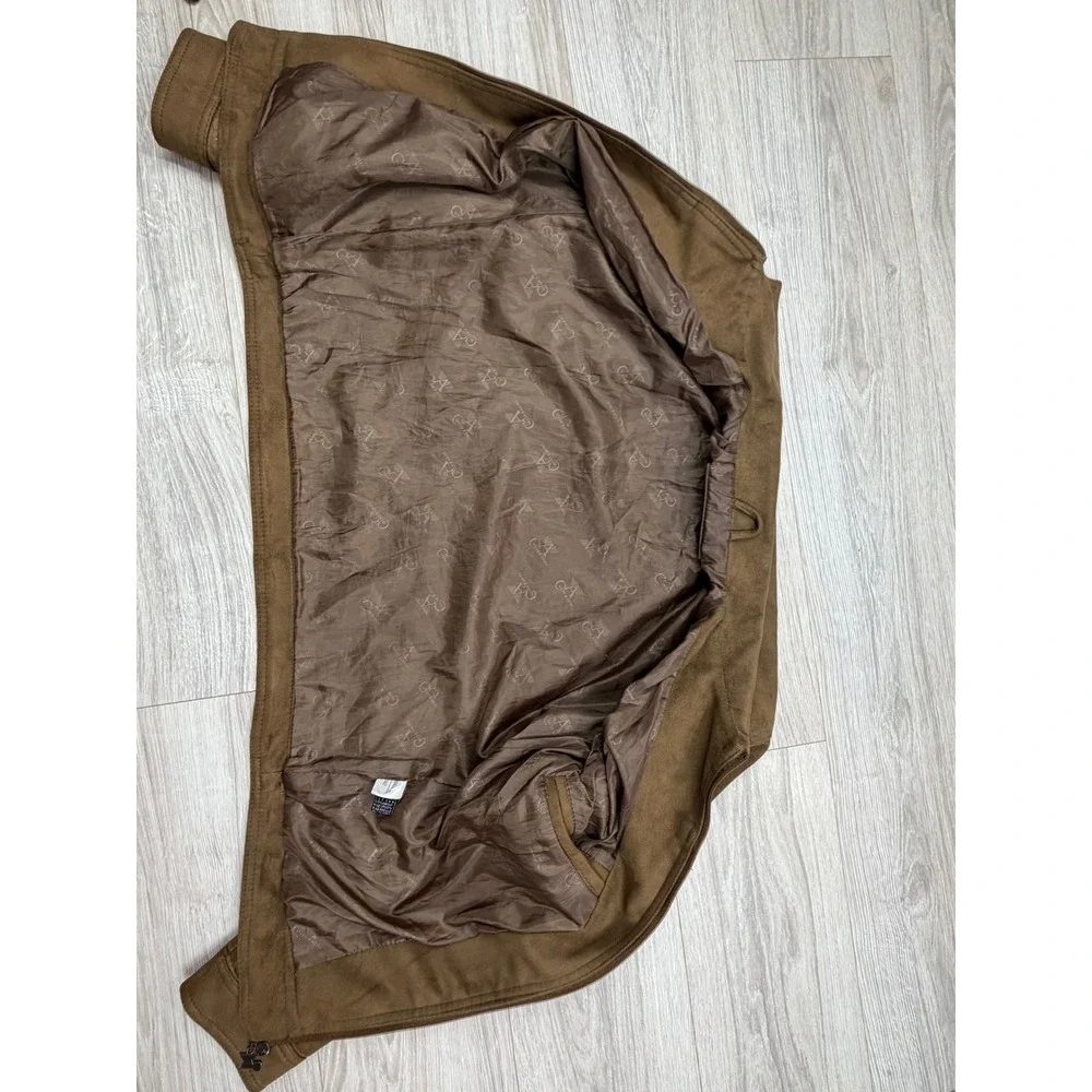 Collezioni Brown Faux Suede Bomber Jacket Mens Large Made in‎ Italy Zip Up